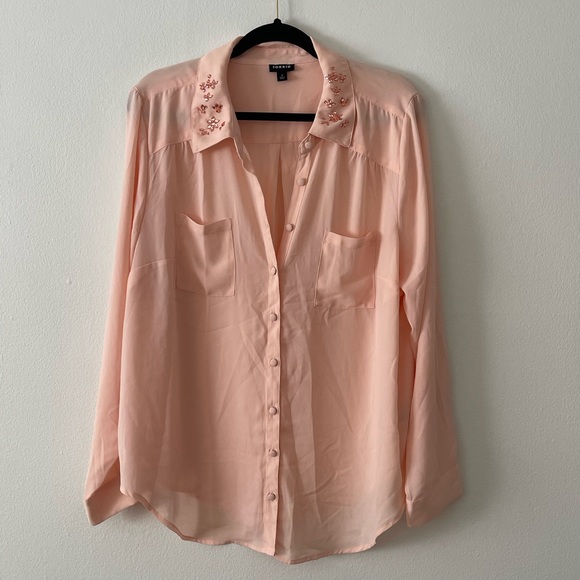 Torrid Madison Georgette Blush Button Down - Picture 4 of 6